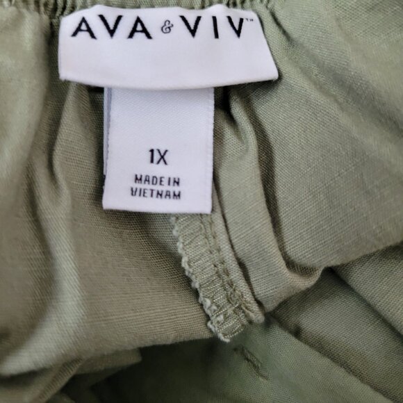 Ava & Viv Women's Cargo Mini A-Line Skort Sage Green- Size 1X Cotton - Picture 10 of 11